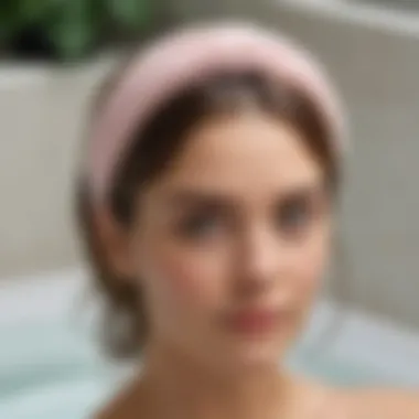 A close-up of a plush bath headband emphasizing its luxurious texture.