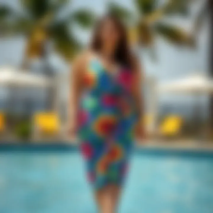 Trendy swim dress highlighting vibrant colors and patterns