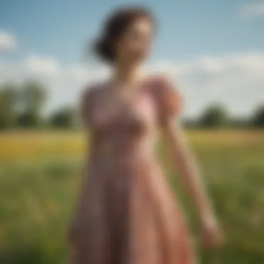 Charming Floral Print Country Dress Charming floral print country dress in a sunny meadow