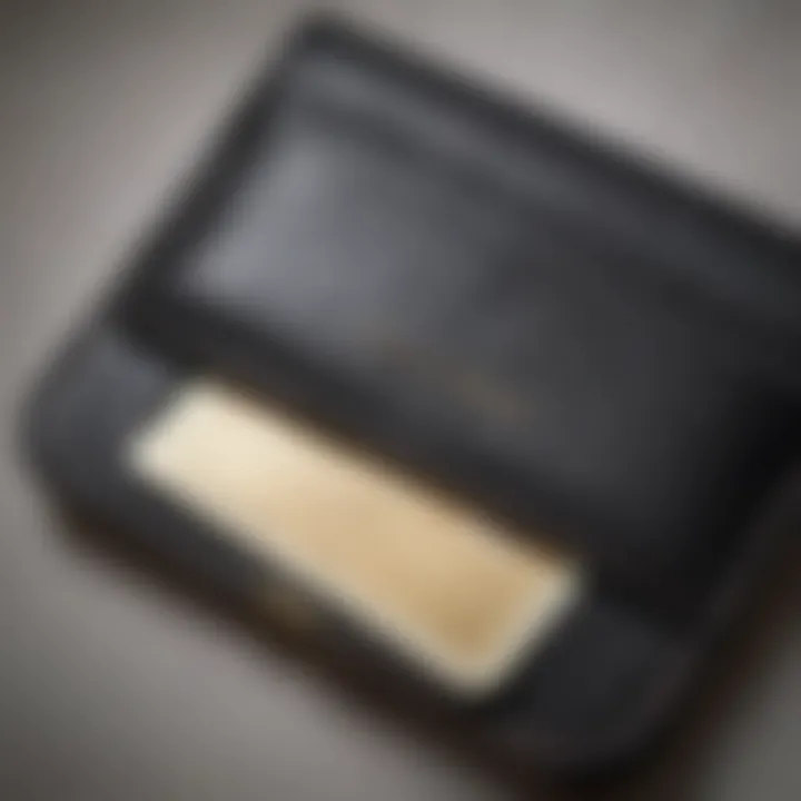 Close-up of the functionality features of a double-sided card holder wallet