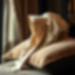 A luxurious extra long silk bonnet draped elegantly on a plush pillow