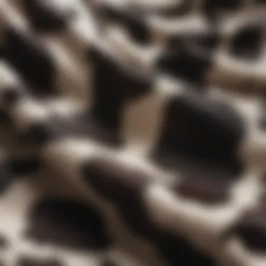 Close-up of cow print fabric texture