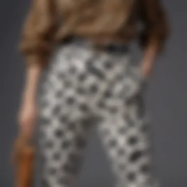 Ensemble featuring high-waisted cow print pants with accessories