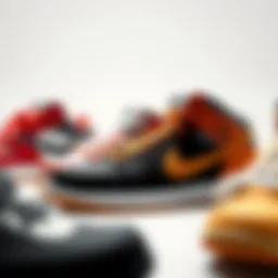 Stylish arrangement of Nike basketball low-tops showcasing various designs