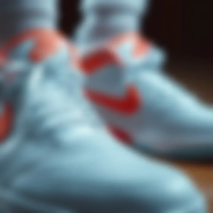 Close-up view of Nike basketball low-top shoe technology and materials