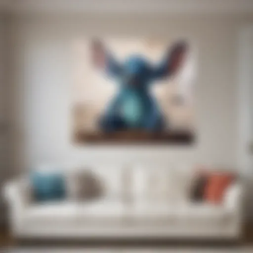 Elegant living room featuring stitch wall decals