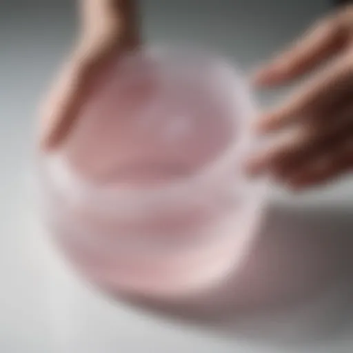 Flexible silicone lid expanding over a bowl