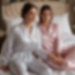 Elegant team bride pajamas set displayed on a soft bed