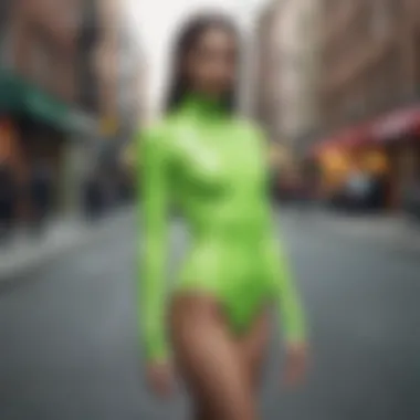 Streetwear fashion featuring neon green bodysuit