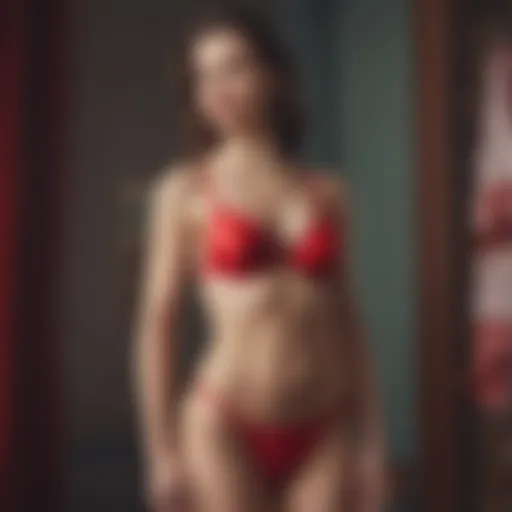 Elegant display of a sexy red thong on a vintage mannequin