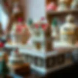 A beautiful display of intricately designed miniature dollhouse cakes showcasing various styles and themes.