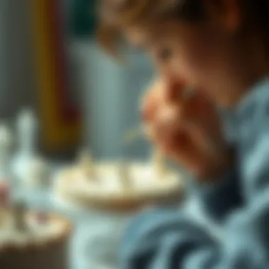 An artist meticulously painting tiny details on a dollhouse cake, highlighting the precision involved in this craft.