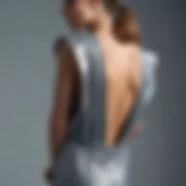 Close-up of fabric details of a backless jumpsuit