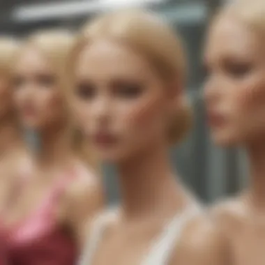 Artistic representation of blonde hair mannequins in fashion marketing