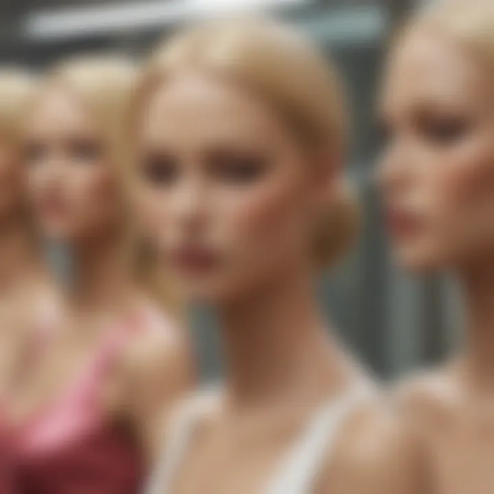 Artistic representation of blonde hair mannequins in fashion marketing