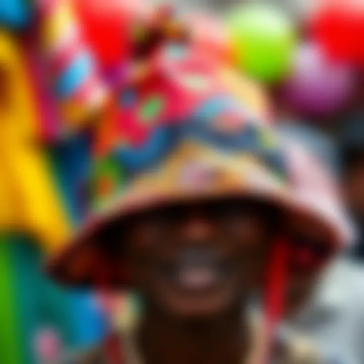 A vibrant birthday bucket hat adorned with colorful patterns