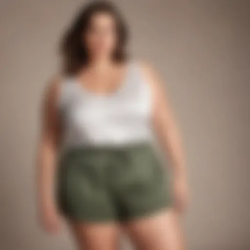 Elegant display of plus size slip shorts styled with a chic top