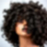 Intricate texture of a kinky curly synthetic wig showcasing its unique pattern and volume