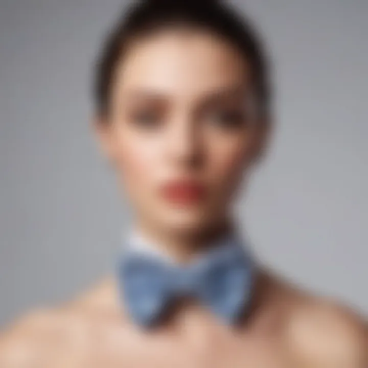 A model elegantly wearing a bow tie choker, demonstrating its versatility in modern fashion.