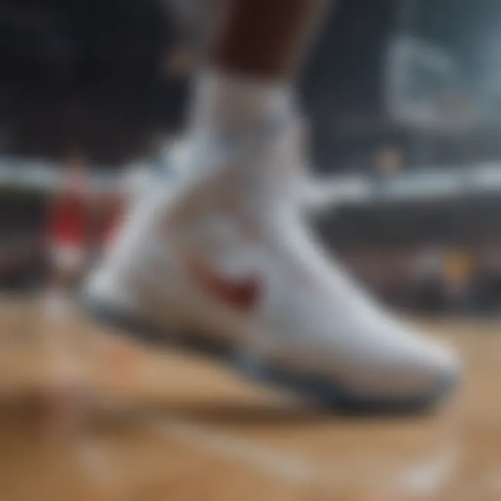 Dynamic action shot of Nike LeBron Witness V EP on the court