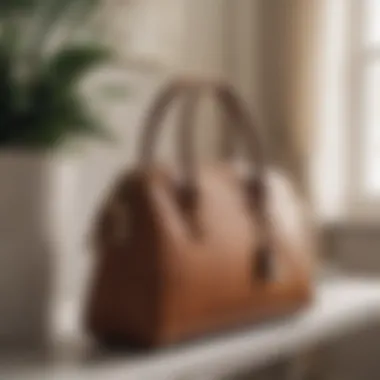 Elegant handbag display on a decorative shelf