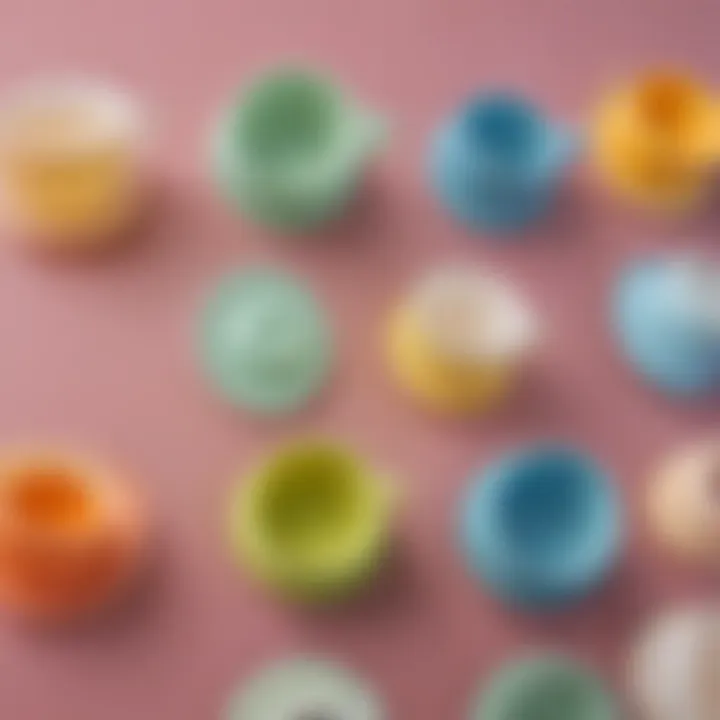 A variety of silicone tea cup covers displayed together