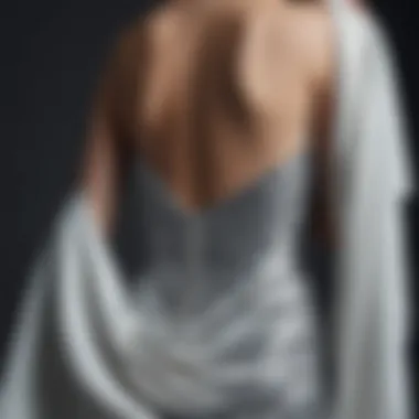 Close-up of intricate fabric draping on a backless dress