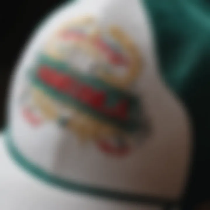 Close-up of the intricate embroidery on an Italy baseball cap