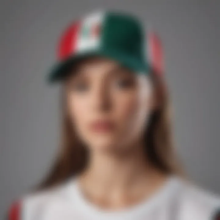 Stylish Italy baseball cap displayed with Italian flag colors