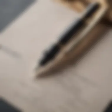 Elegant ink pen resting on a wedding invitation