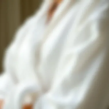 Close-up of luxurious fabric of a white bathrobe