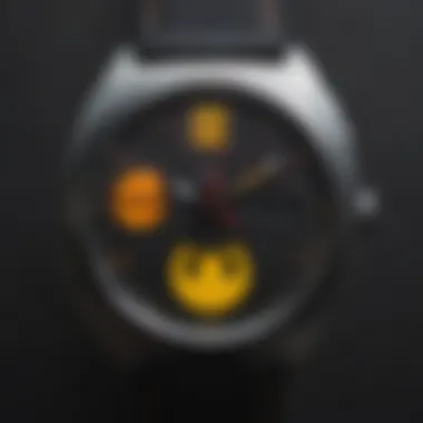 Close-up of Pac-Man themed watch face